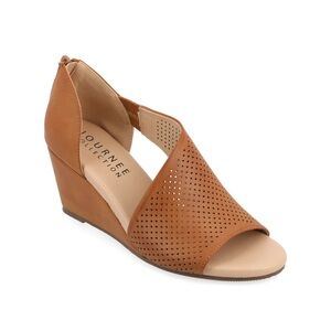 Journee Collection Women's Cognac Aretha Peep-Toe Wedges